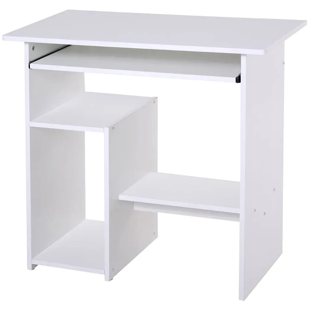 Compact Computer Desk with Storage - White