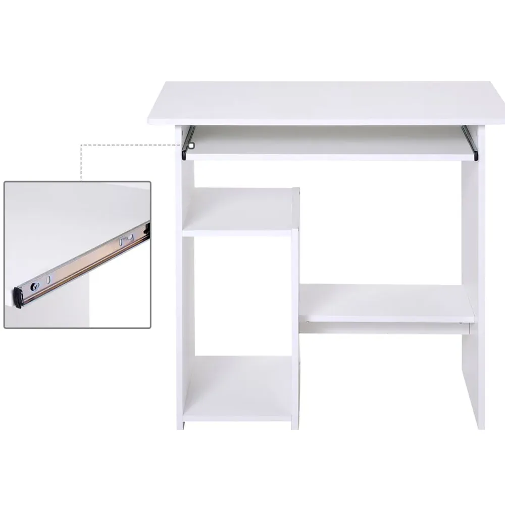 Compact Computer Desk with Storage - White