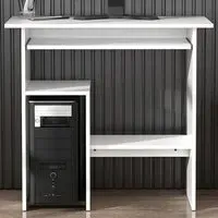 Compact Computer Desk with Storage - White