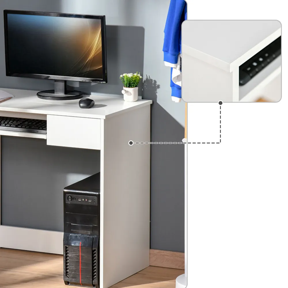 Compact Office Desk with Storage - White, Oak