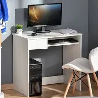 Compact Office Desk with Storage - White, Oak