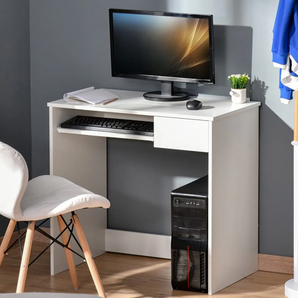 Compact Office Desk with Storage - White, Oak image