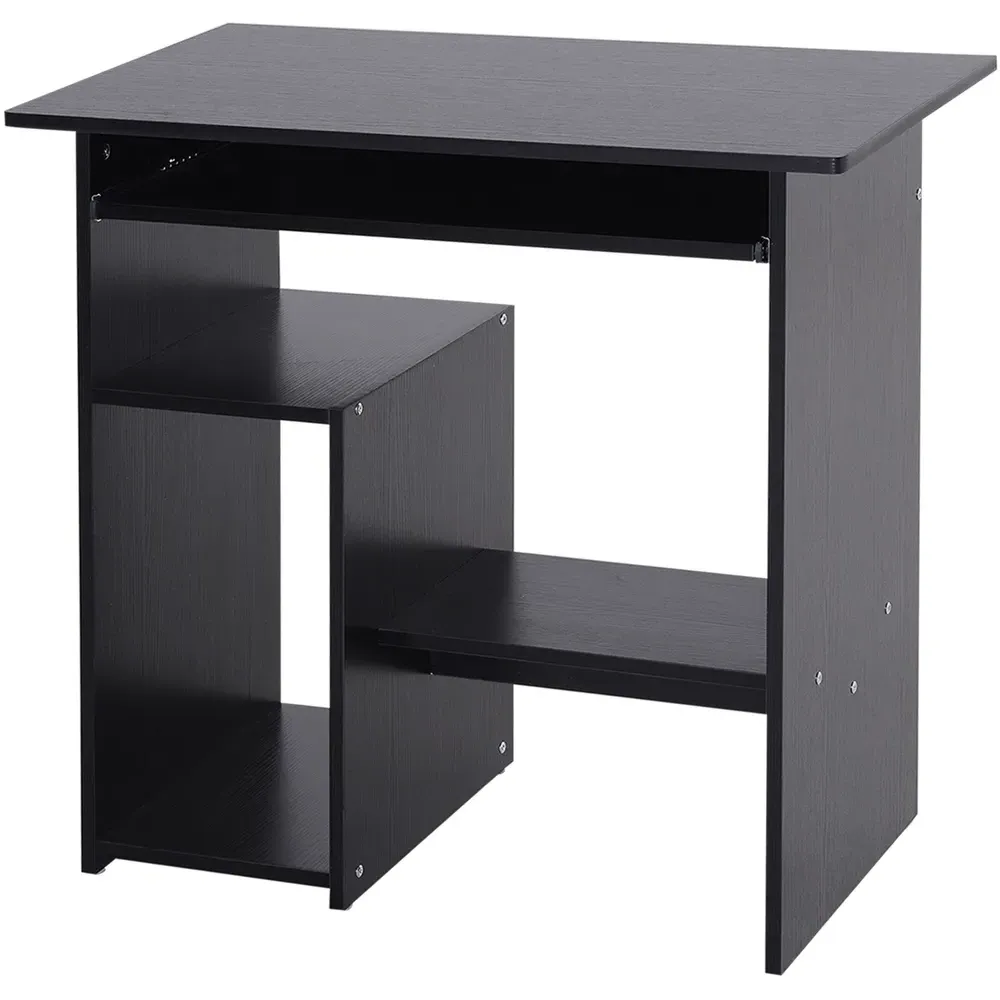 Compact Small Office Desk with Storage - Black