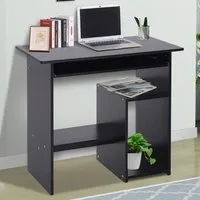 Compact Small Office Desk with Storage - Black