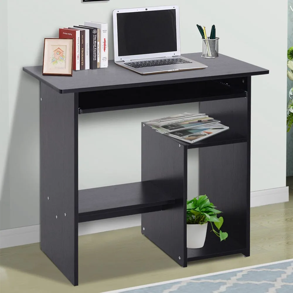 Compact Small Office Desk with Storage - Black image