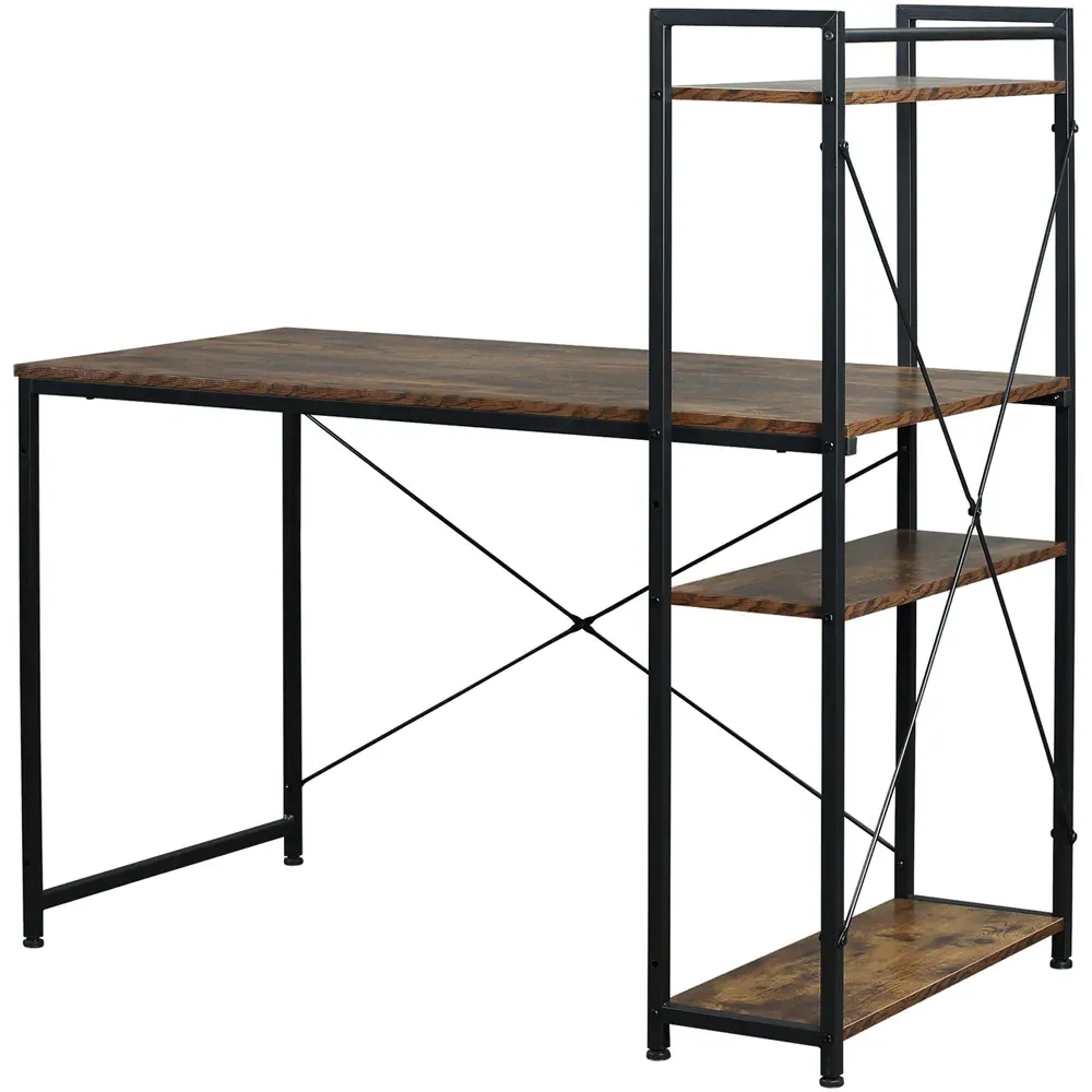 Computer Desk with 4 Tier Storage - Brown, Black