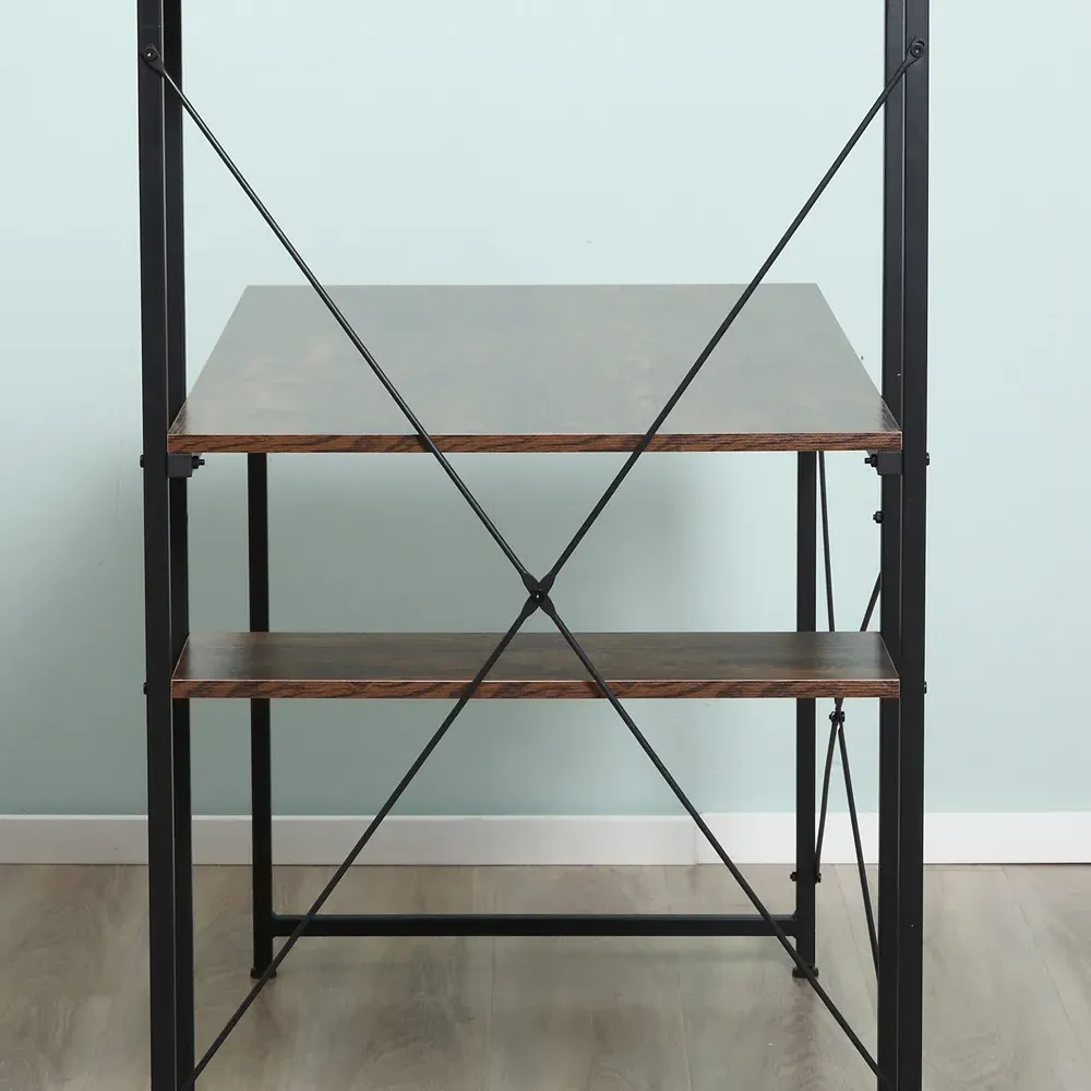 Computer Desk with 4 Tier Storage - Brown, Black