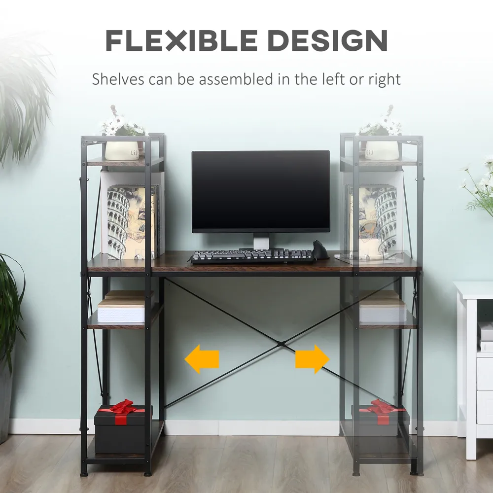 Computer Desk with 4 Tier Storage - Brown, Black