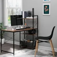 Computer Desk with 4 Tier Storage - Brown, Black