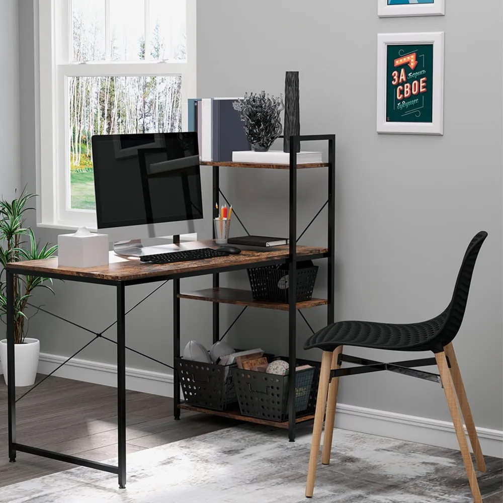 Computer Desk with 4 Tier Storage - Brown, Black
