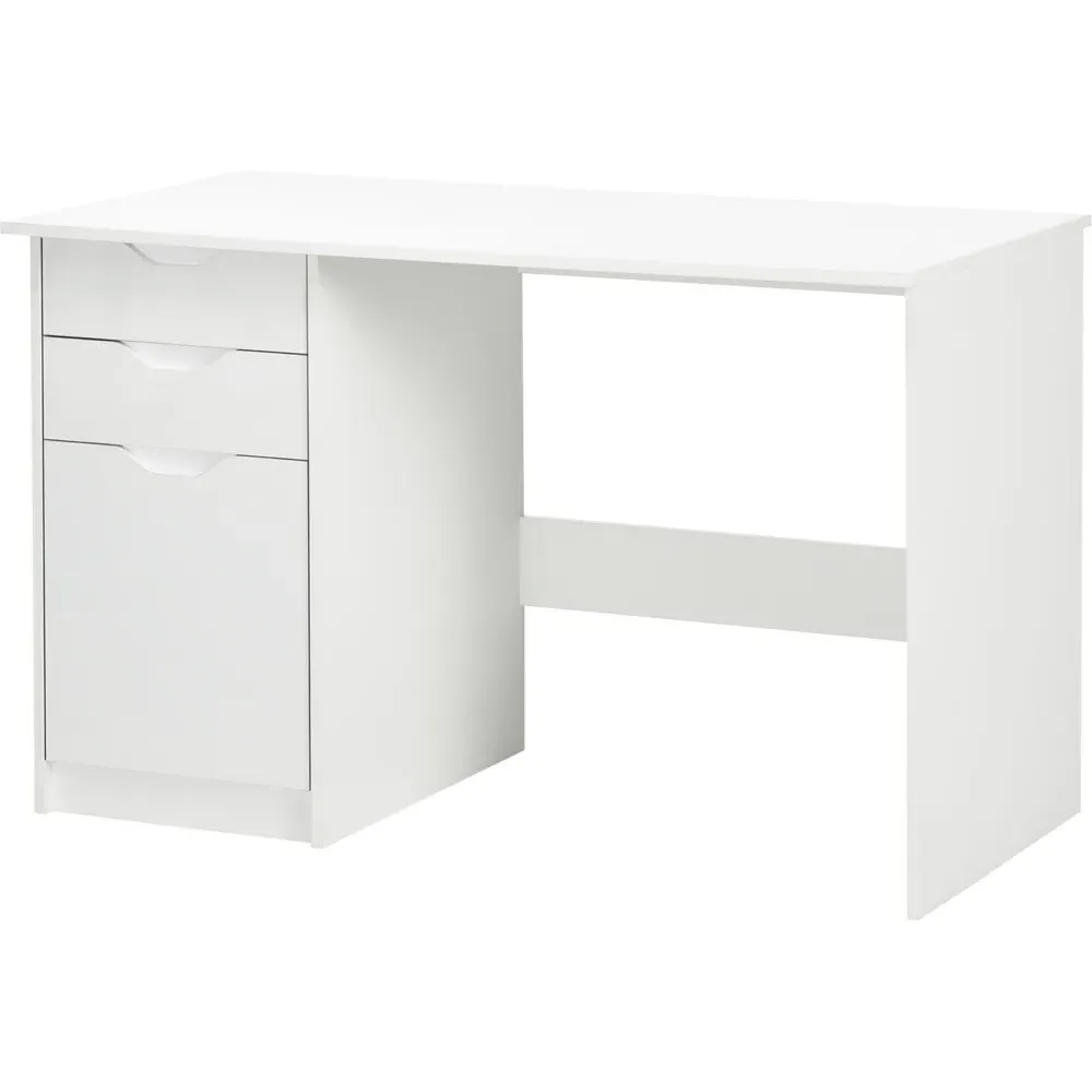 Computer Desk with Drawers - White, High Gloss