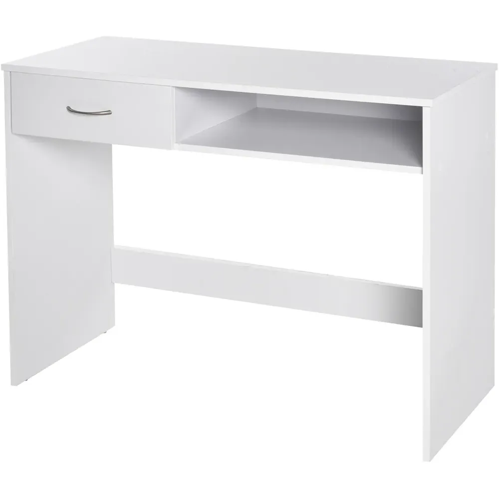 Computer Desk with Shelf Drawer - White
