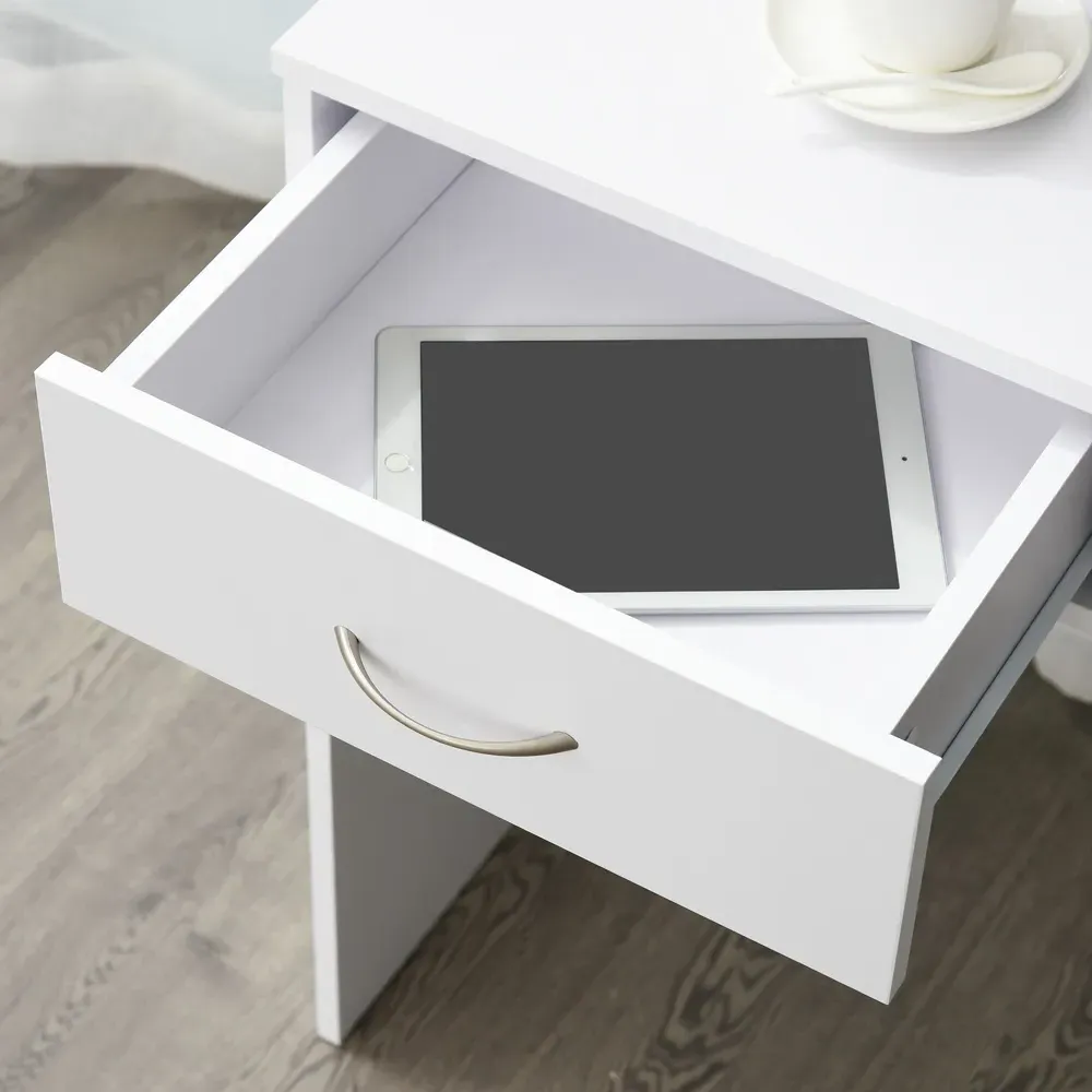 Computer Desk with Shelf Drawer - White
