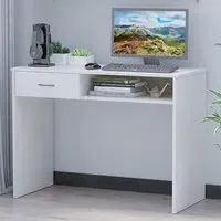 Computer Desk with Shelf Drawer - White