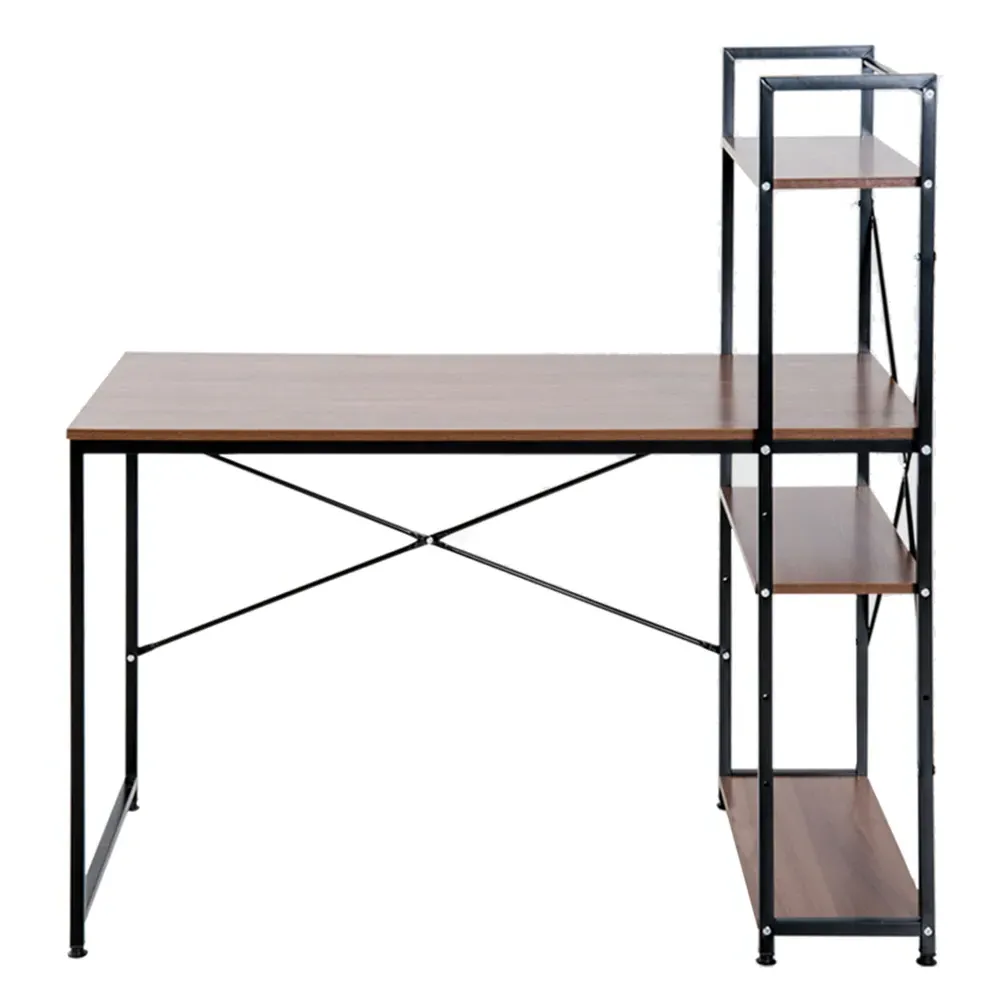 Computer Workstation Desk with Shelves - Brown