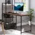 Computer Workstation Desk with Shelves - Brown