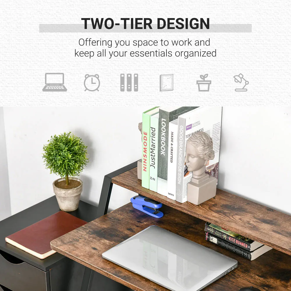 Computer Writing Desk with Storage - Brown