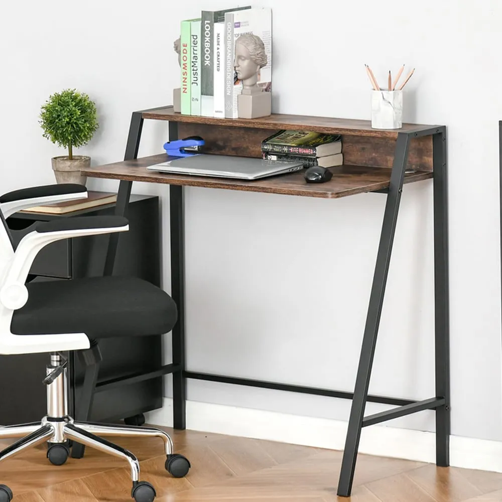 Computer Writing Desk with Storage - Brown