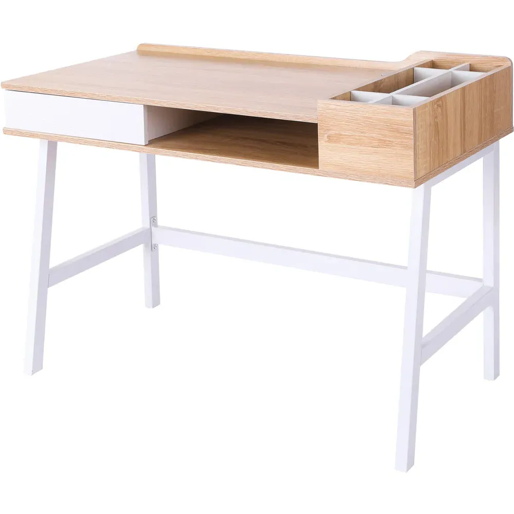 Computer Writing Desk with Storage - Oak, White