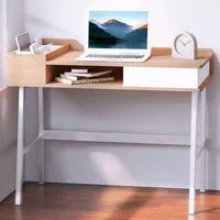 Computer Writing Desk with Storage - Oak, White