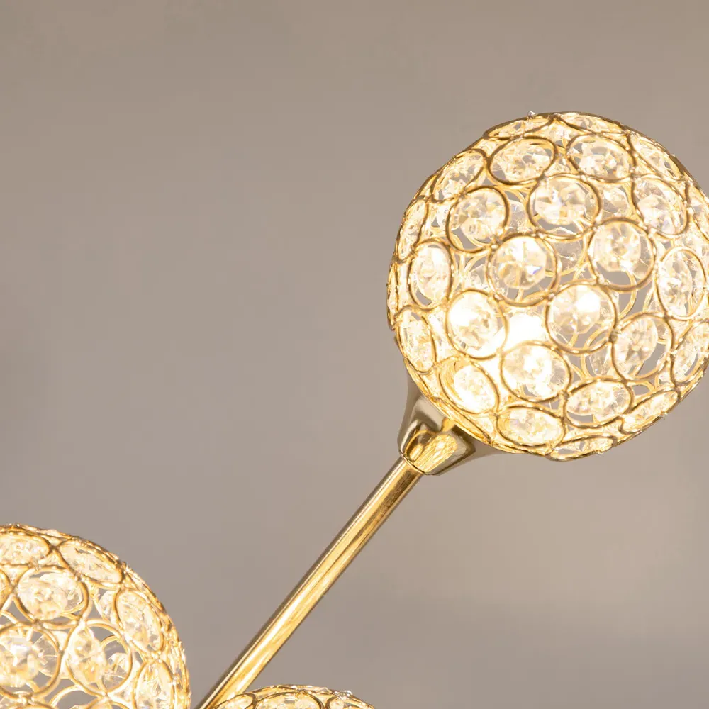 Crystal Floor Lamp with 5 Ball Shades - Gold, Metal