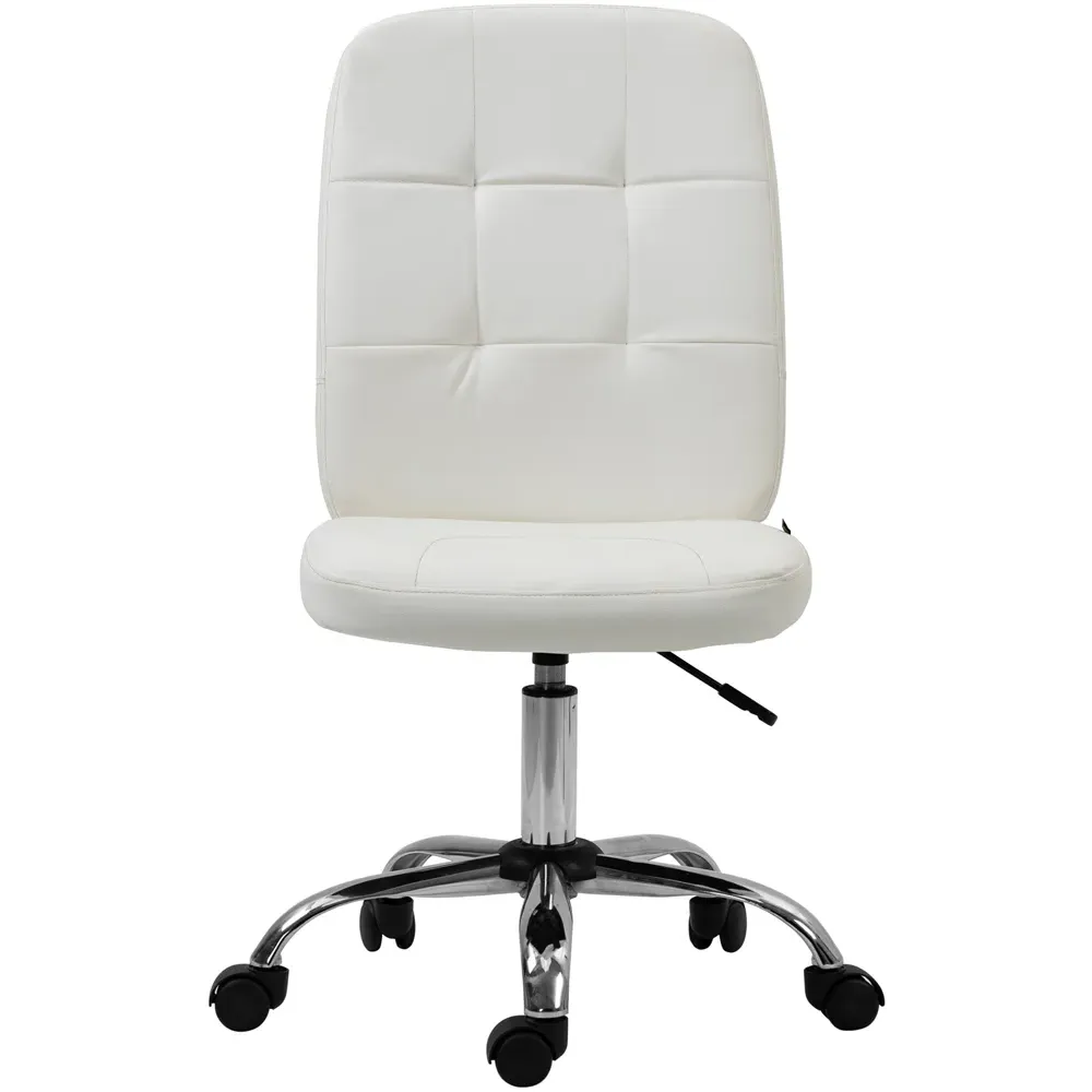 Curved Back Office Chair with Adjustable Height - White
