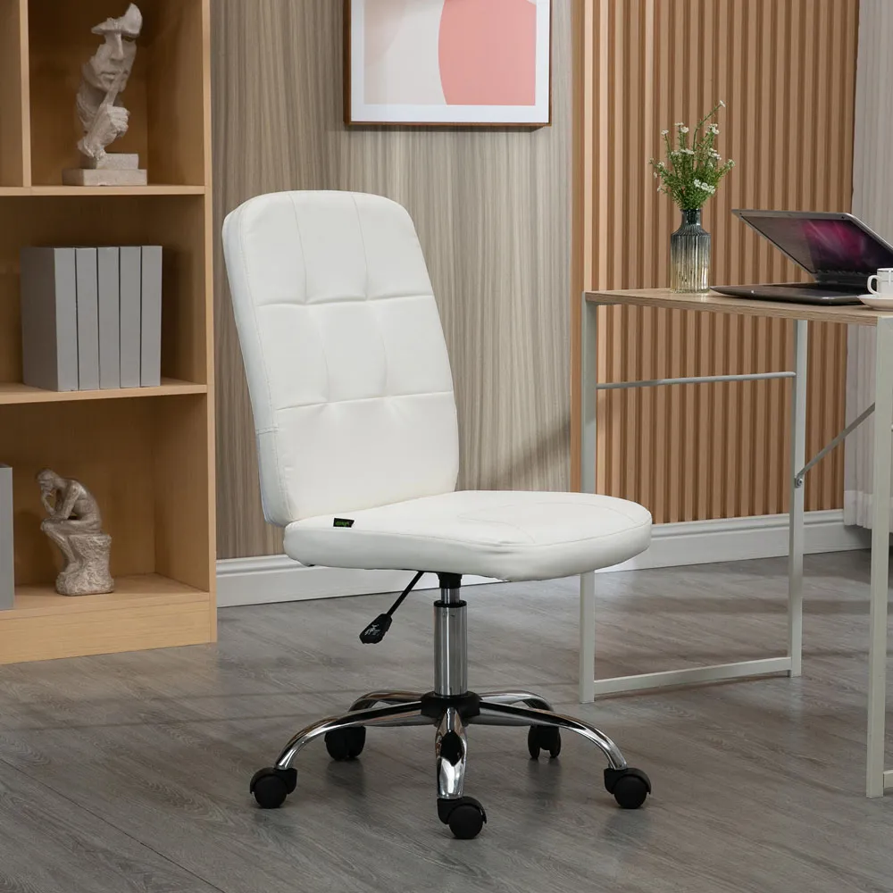 Curved Back Office Chair with Adjustable Height - White