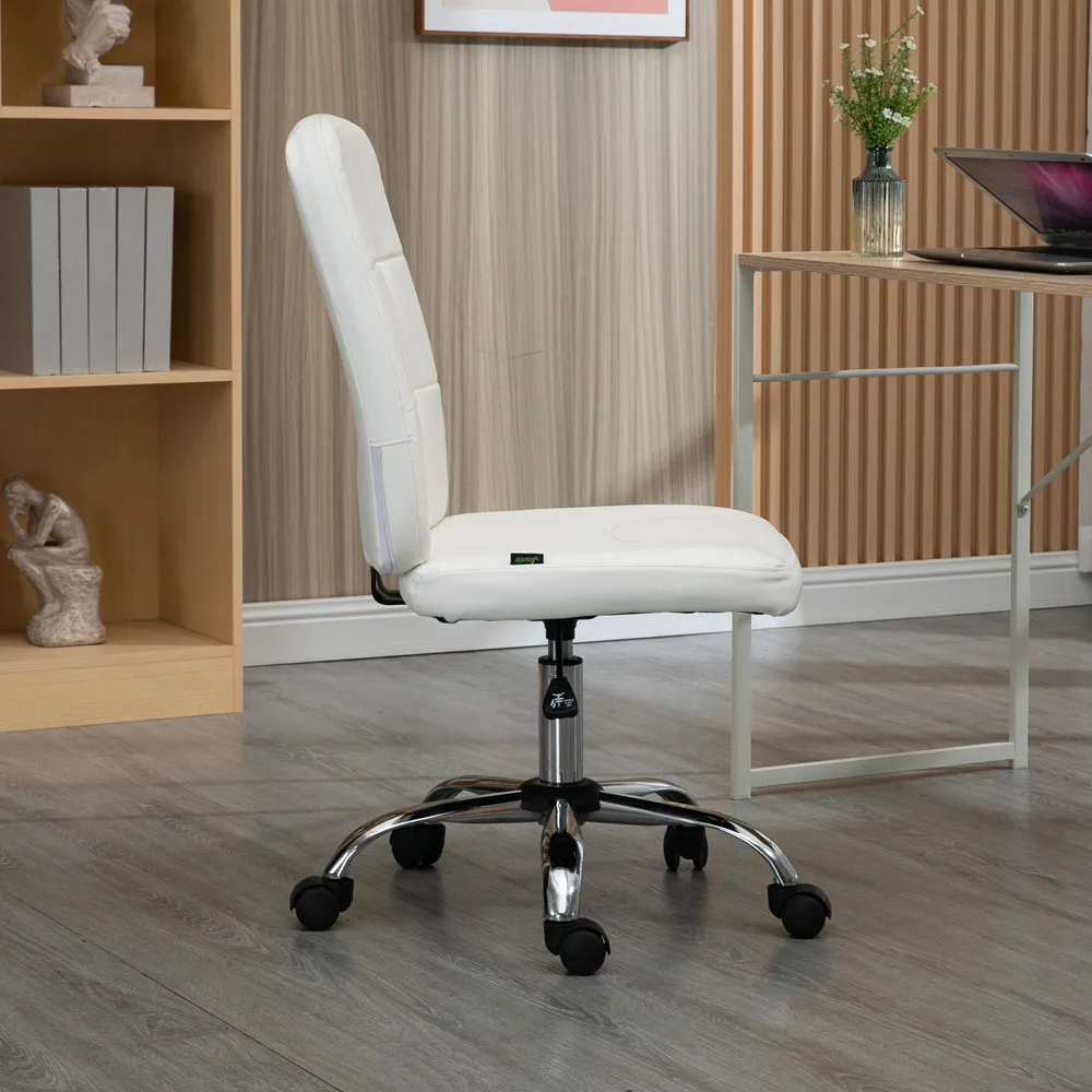 Curved Back Office Chair with Adjustable Height - White