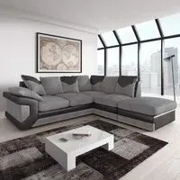 Dino Left Hand Corner Sofa with Footstool - Black, Grey