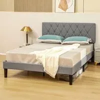 Double Adjustable Bed Frame - Grey, Linen
