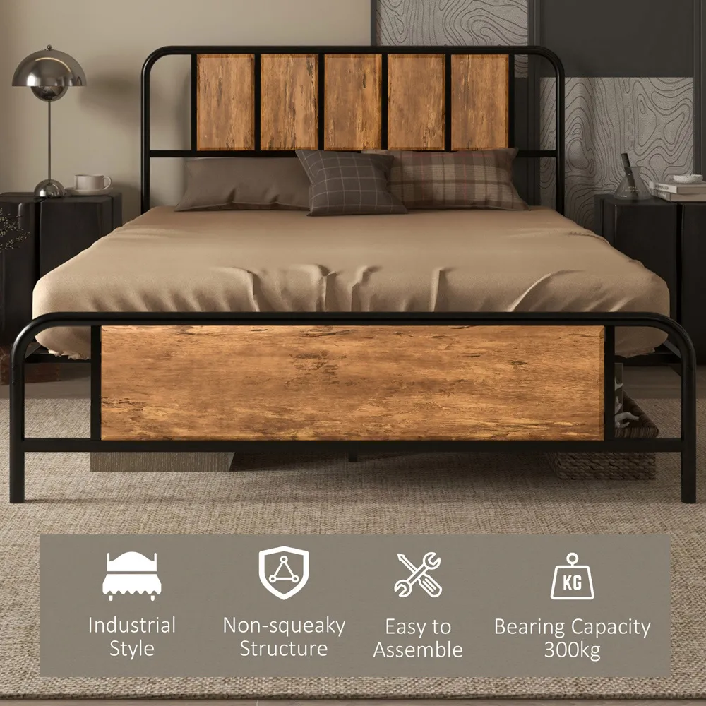 Double Bed Frame - Rustic Brown