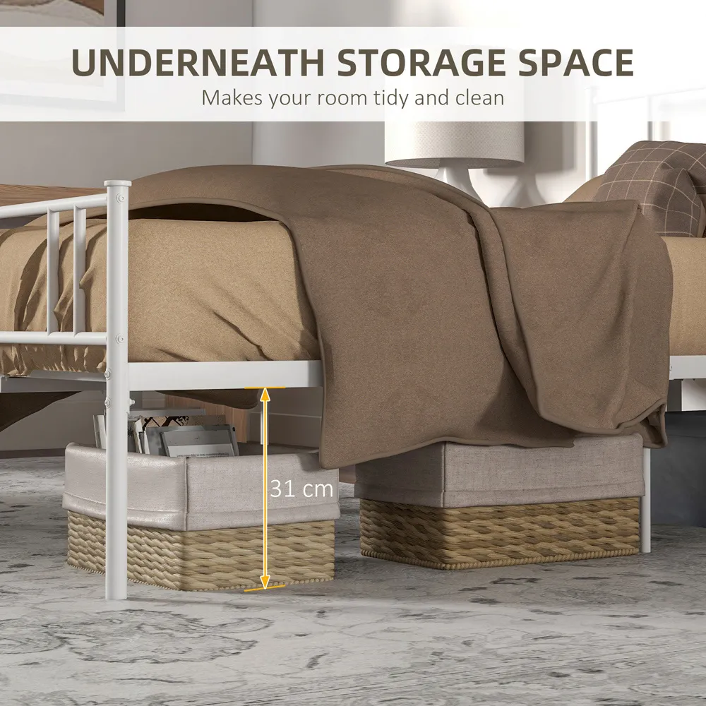 Double Bed Frame - White, Metal