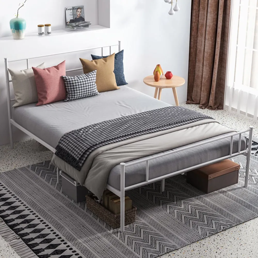 Double Bed Frame - White, Metal