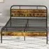 Double Bed Frame with Headboard - Rustic Brown