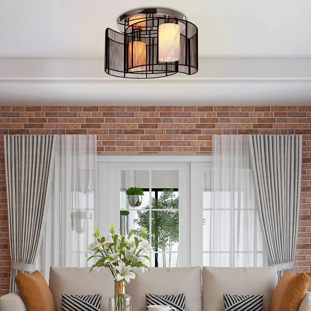 Double Crescent Ceiling Light Chandelier - White, Metal