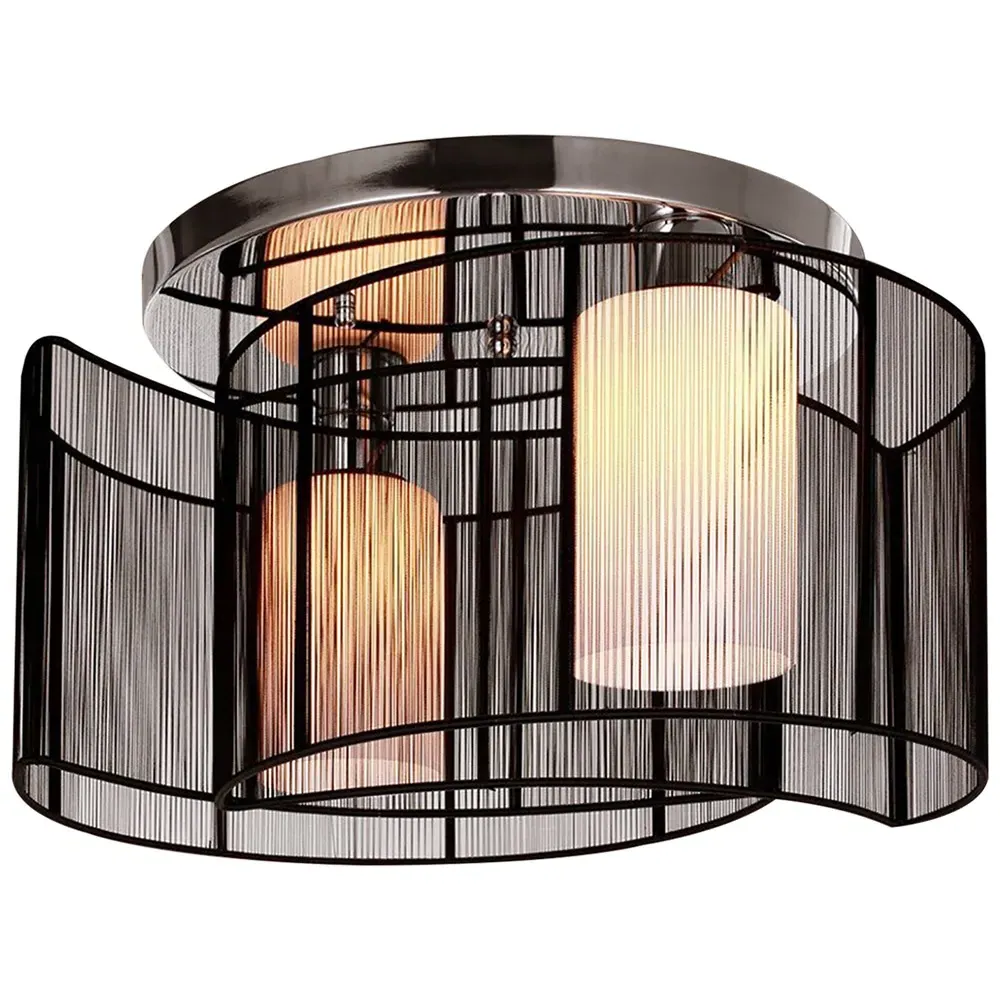 Double Crescent Ceiling Light Chandelier - White, Metal