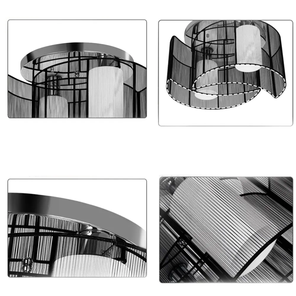 Double Crescent Ceiling Light Chandelier - White, Metal