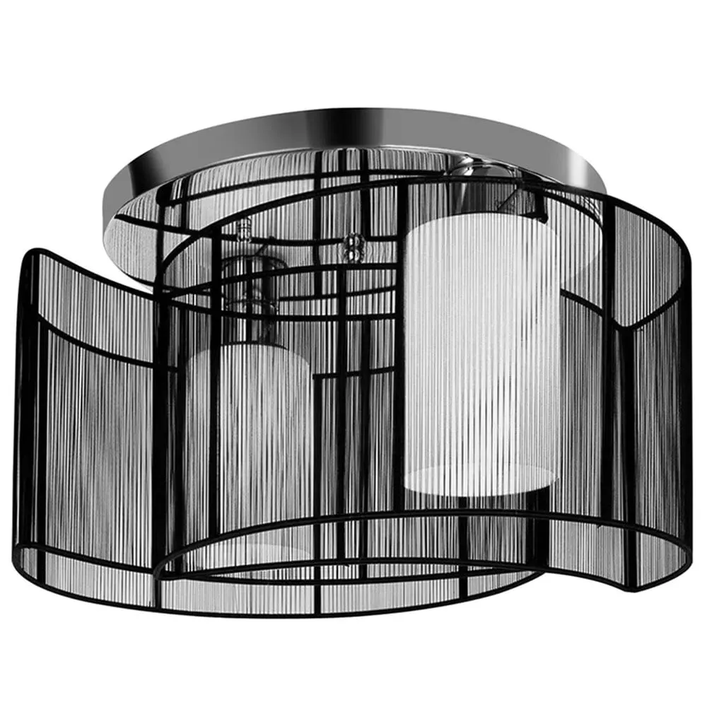 Double Crescent Ceiling Light Chandelier - White, Metal