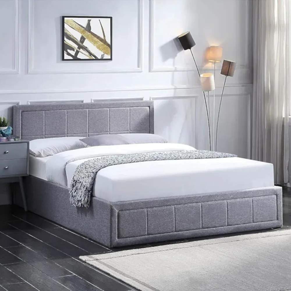 Double Ottoman Bed Frame with Storage - Grey