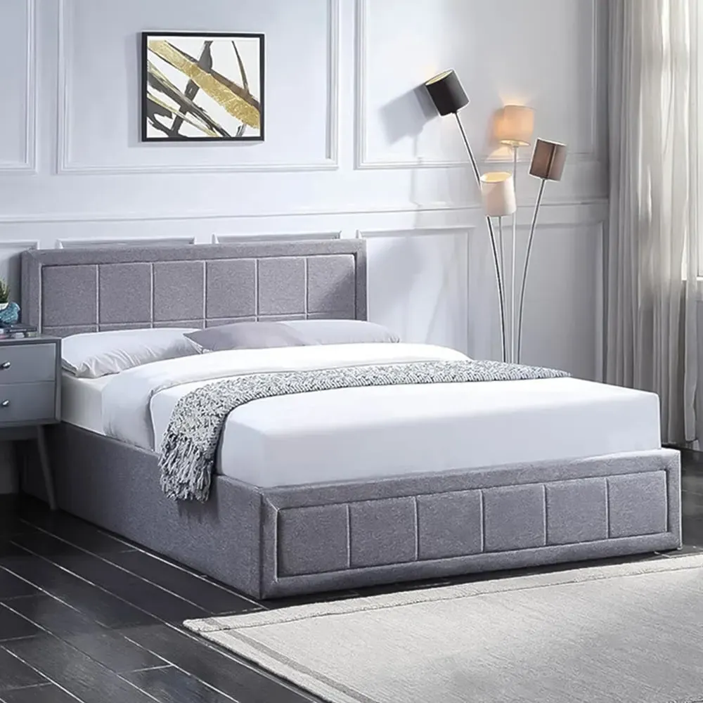Double Ottoman Bed Frame with Storage - Grey