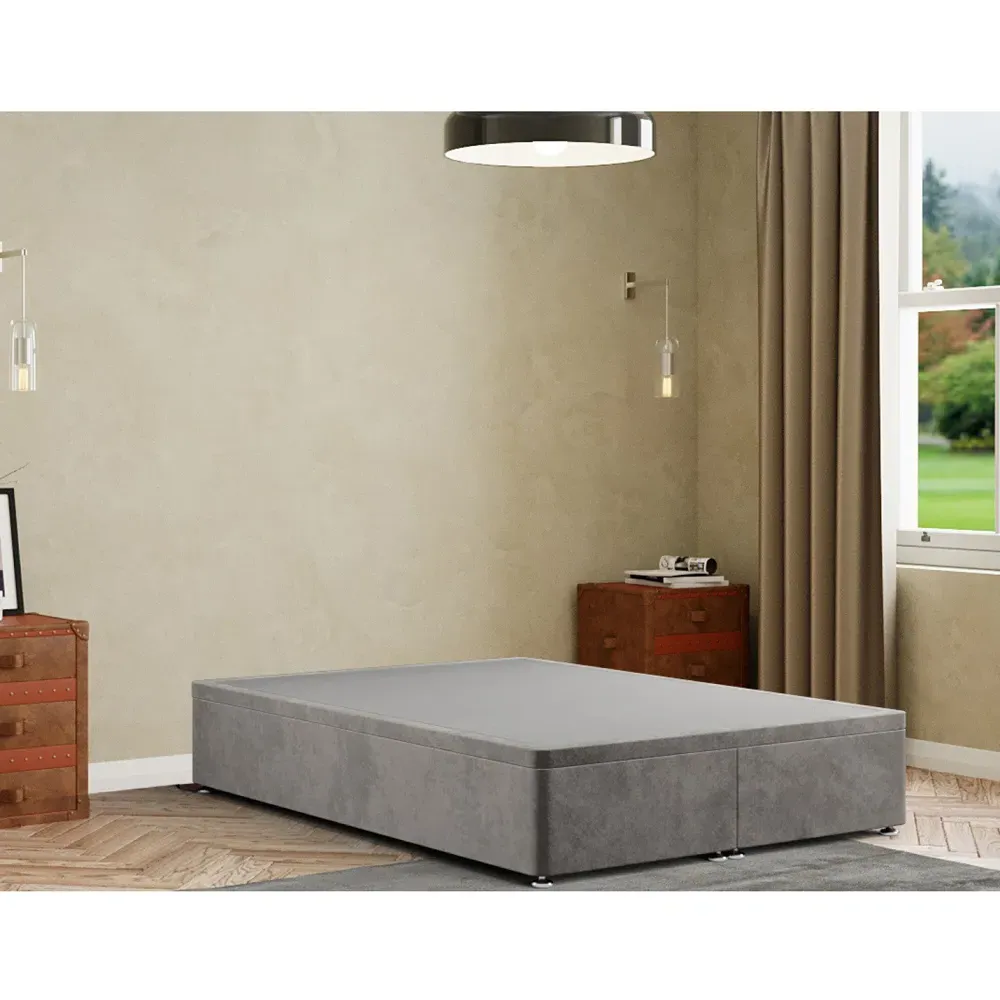 Double Ottoman Divan Base with Storage - Silver, Plush