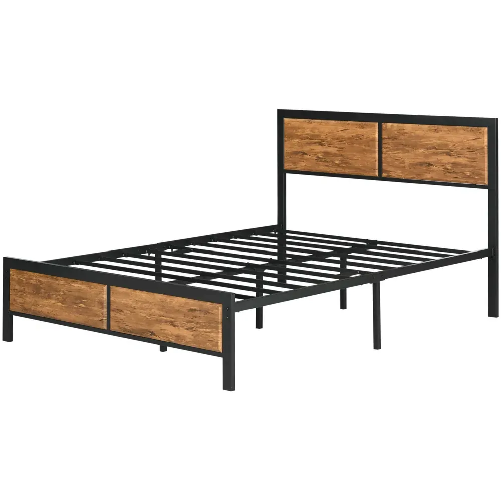 Double Steel Bed Frame - Brown