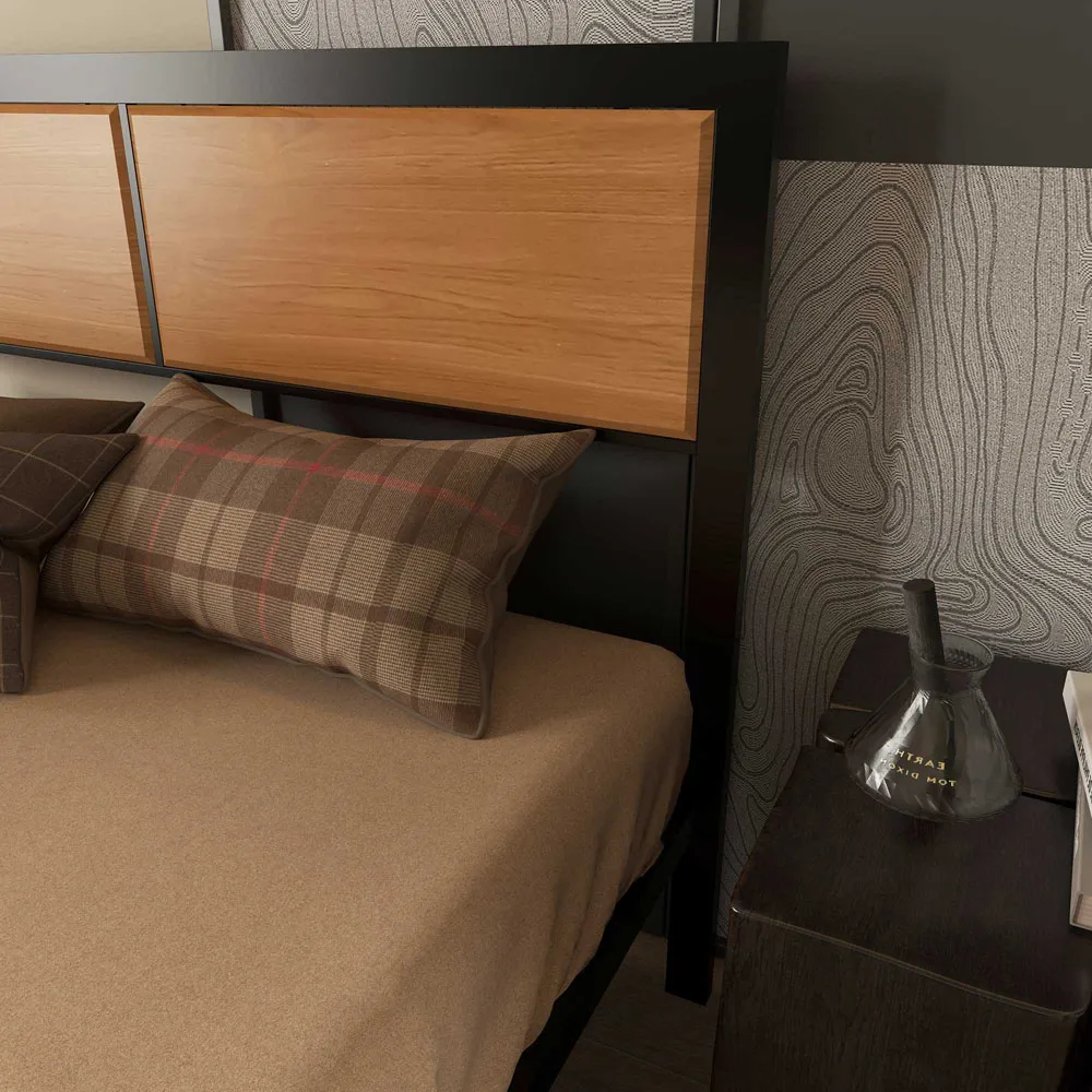 Double Steel Bed Frame - Brown