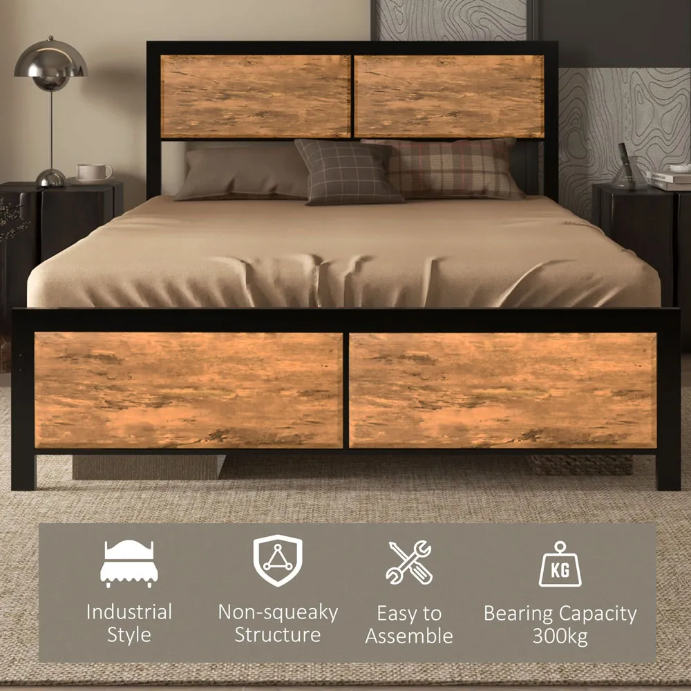 Double Steel Bed Frame - Brown