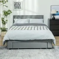Double Storage Bed with Hydraulic Lift - Grey, Velvet