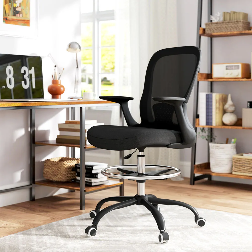 Draughtsman Ergonomic Drafting Office Chair - Black, Mesh