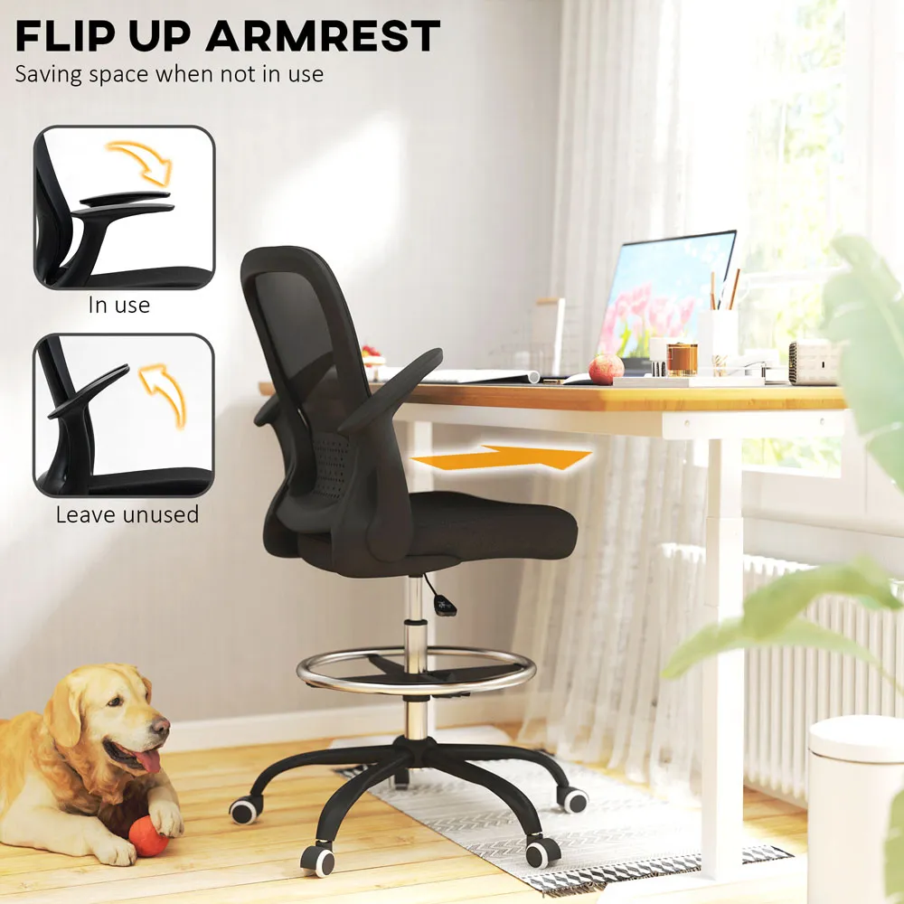 Draughtsman Ergonomic Drafting Office Chair - Black, Mesh