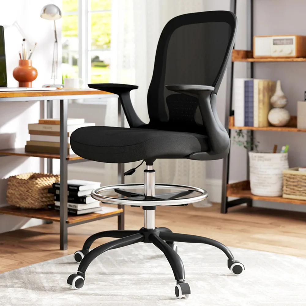 Draughtsman Ergonomic Drafting Office Chair - Black, Mesh image