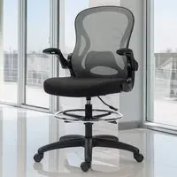 Draughtsman Office Chair with Adjustable Footrest - Dark Grey