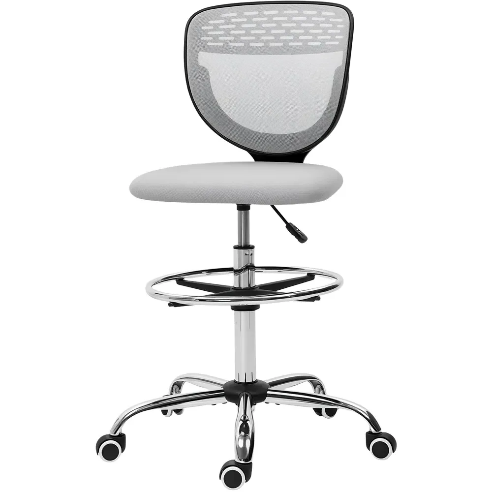 Draughtsman Office Chair with Wheels - Light Grey